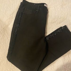 Libby Edelman Black Skinny Jeans with Black Sequin Embellishment, sz. 12, $16